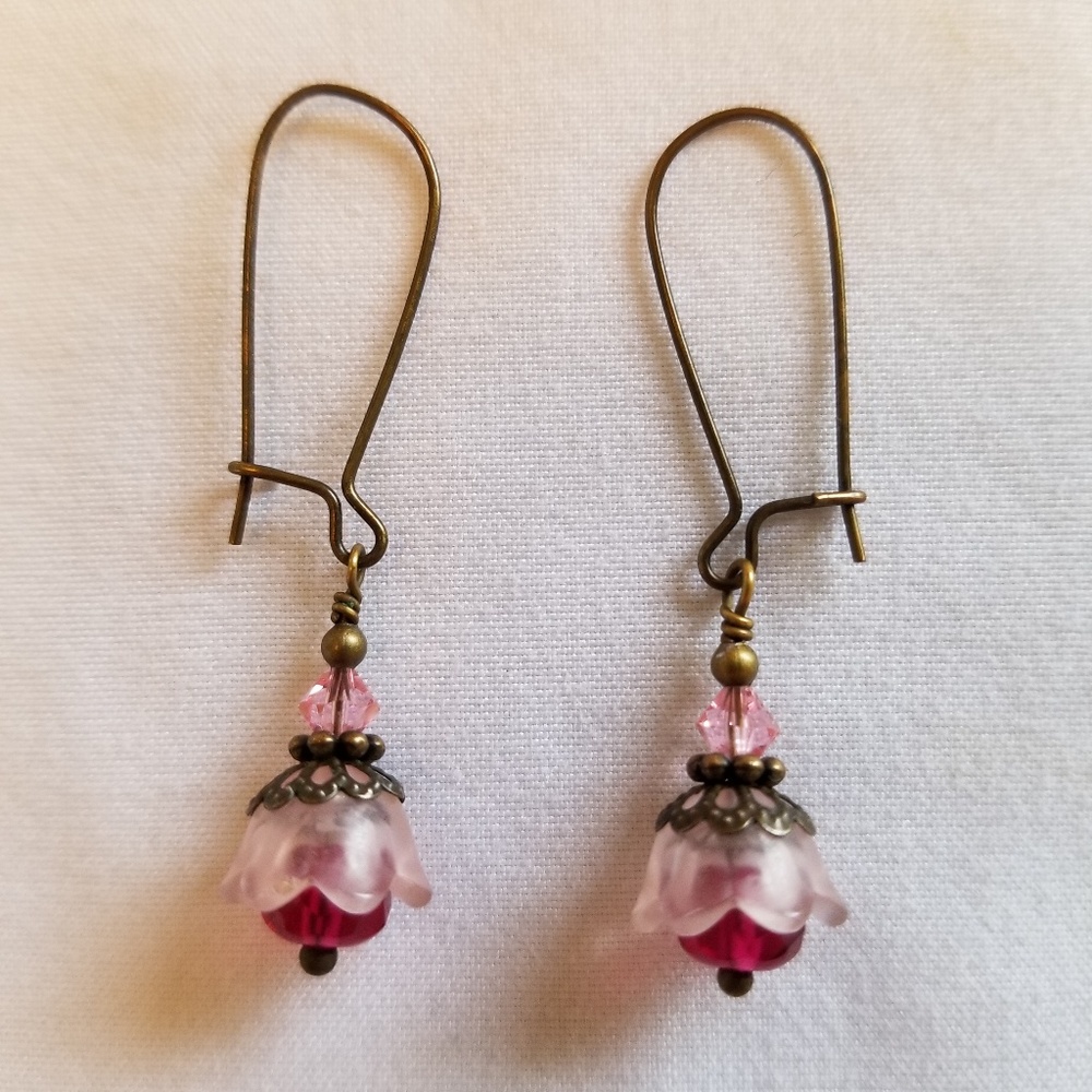 Handmade Dangle Earrings - Pink